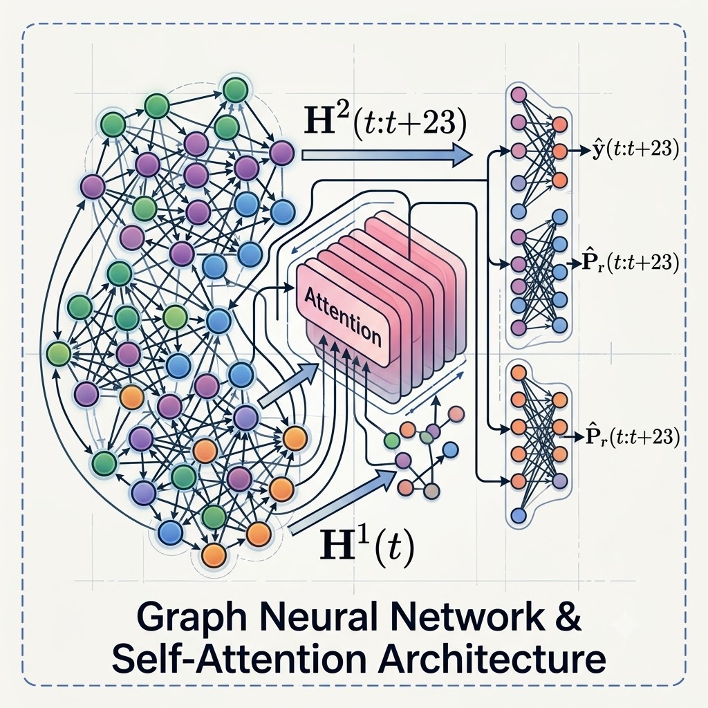 A diagram of the Graph Neural Network & Self-Attention Architecture